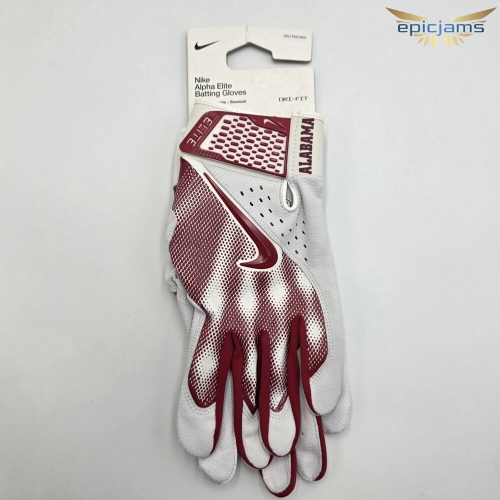 Nike Alabama Alpha Varsity Baseball Batting Gloves Men’s Sz 2XL Red White New
